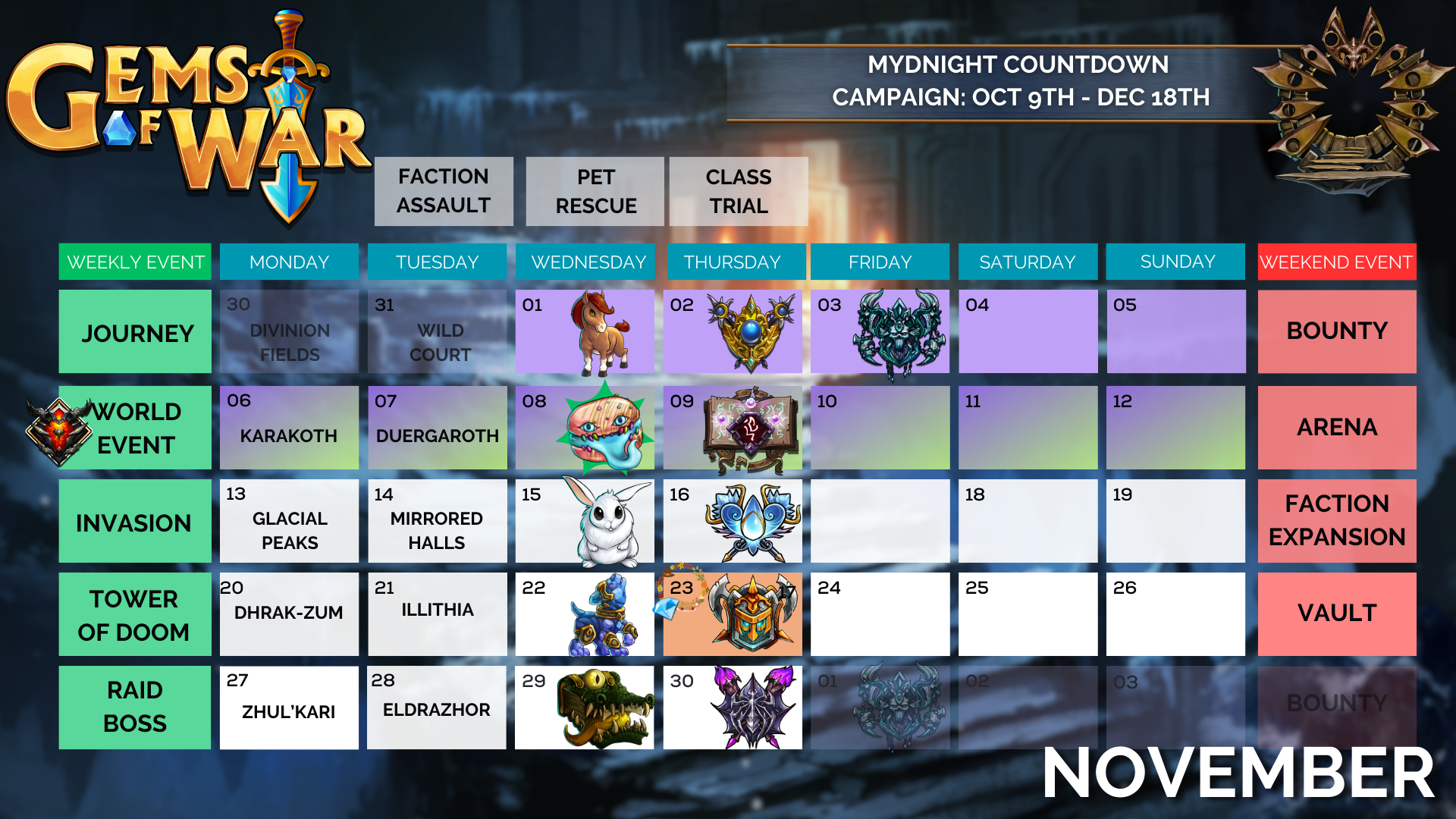 November Event Calendar – Gems of War
